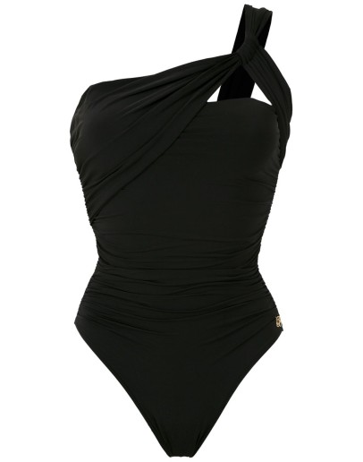 draped one shoulder swimsuit