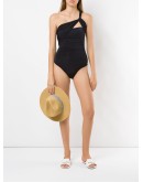 draped one shoulder swimsuit