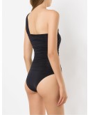 draped one shoulder swimsuit