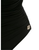 draped one shoulder swimsuit