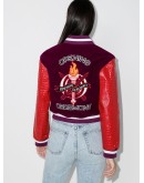logo appliqué cropped varsity jacket
