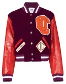logo appliqué cropped varsity jacket