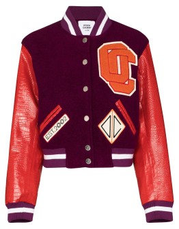 logo appliqué cropped varsity jacket