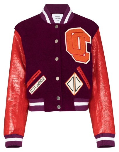 logo appliqué cropped varsity jacket
