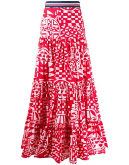 tiered geometric print skirt