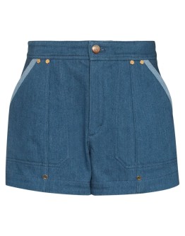 contrast-trim denim shorts