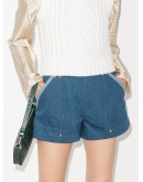 contrast-trim denim shorts
