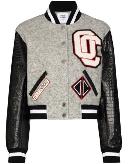 cropped varsity bomber jacket