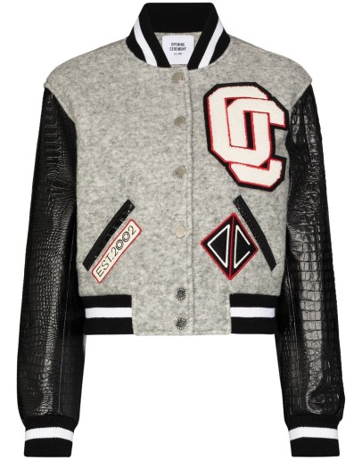 cropped varsity bomber jacket