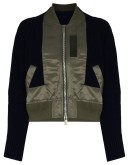 knitted-panel hybrid bomber jacket