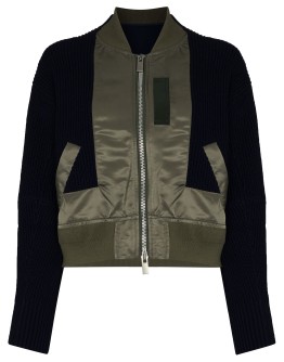 knitted-panel hybrid bomber jacket