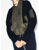knitted-panel hybrid bomber jacket
