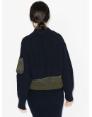 knitted-panel hybrid bomber jacket