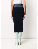 ribbed-knit denim pencil skirt