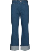 turn-up kick flare cropped jeans