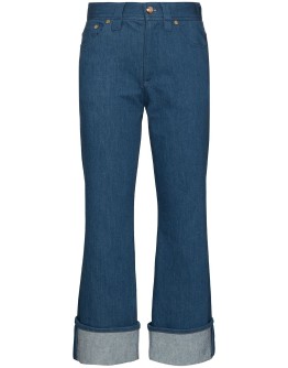 turn-up kick flare cropped jeans