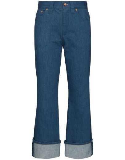 turn-up kick flare cropped jeans