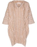 cable-knit hooded poncho