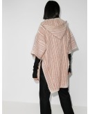 cable-knit hooded poncho