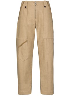 cropped linen and cotton-blend trousers