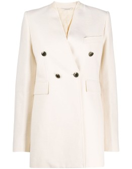 collarless double-breasted blazer