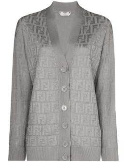 logo-jacquard cardigan
