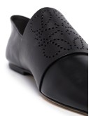 Perforated anagram flat pumps