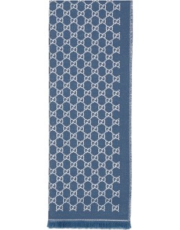 GG jacquard fringed scarf