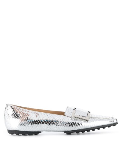 metallic slip-on loafers