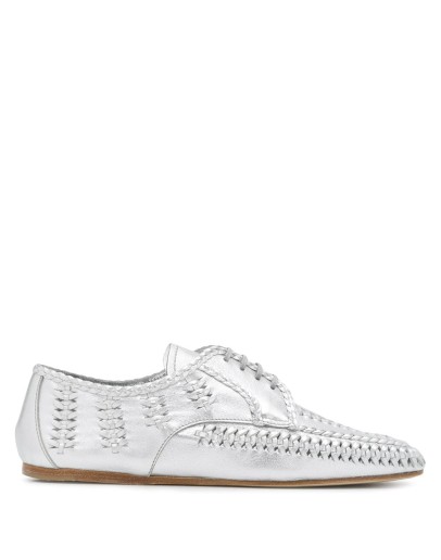 metallic leather laced shoes
