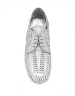 metallic leather laced shoes