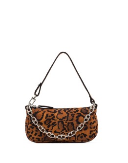 mini Rachel leopard-print suede bag