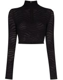 cropped zebra-print top