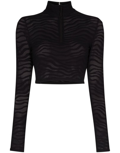 cropped zebra-print top