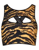 cutout tiger-print sports bra