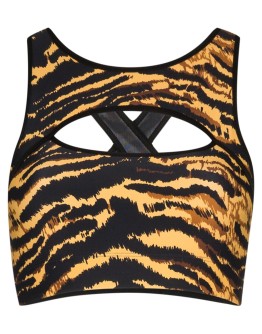cutout tiger-print sports bra