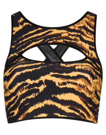 cutout tiger-print sports bra