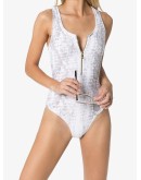 zip-up snake-print swimsuit