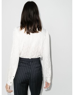 pussy-bow buttoned blouse