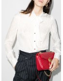 pussy-bow buttoned blouse