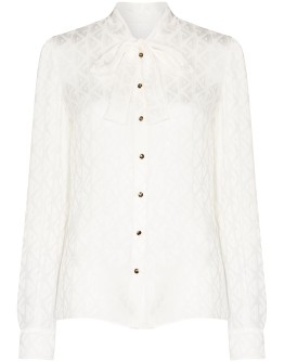 pussy-bow buttoned blouse
