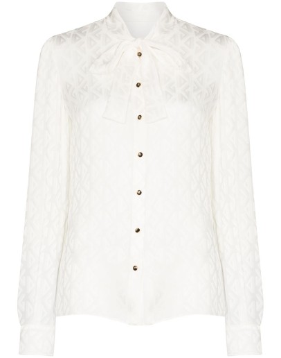 pussy-bow buttoned blouse