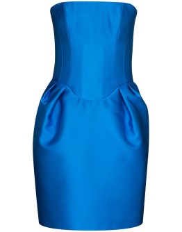 strapless duchesse-satin mini dress