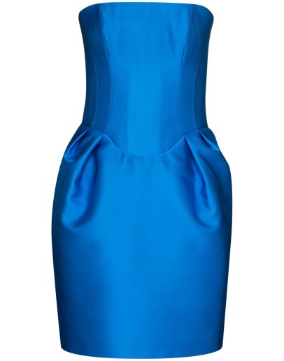 strapless duchesse-satin mini dress