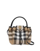 Monogram-motif latticed-leather bucket bag
