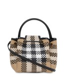 Monogram-motif latticed-leather bucket bag