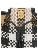 Monogram-motif latticed-leather bucket bag