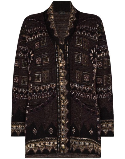 geometric-pattern knit cardigan