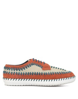 contrast stitching lace-up shoes
