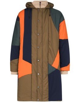 panelled quilted coat